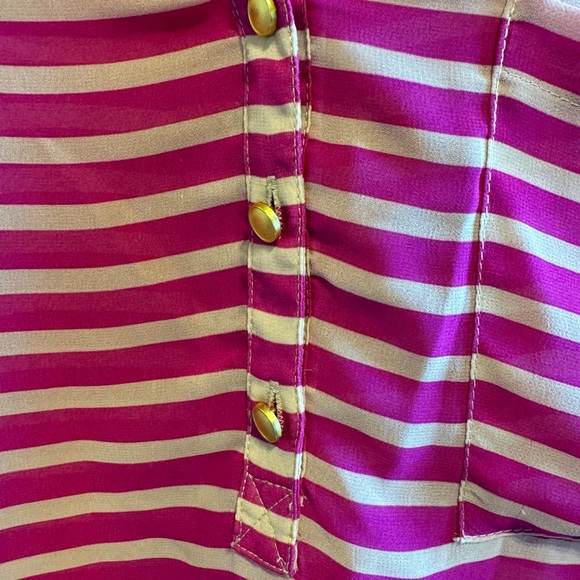 Gianni Bini Striped Women’s Sleeveless Sheer Top Blouse Sz L - Picture 4 of 11